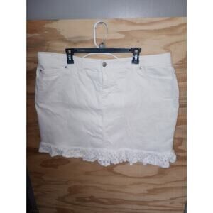 Women's White Skirt Teacher Business Cato 20W Lace Hem